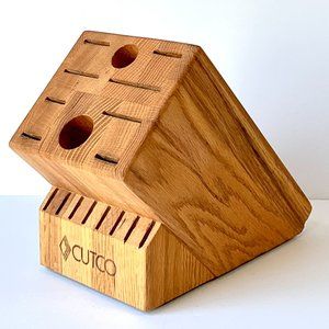 Cutco 1748 Homemaker 18 Slot Knife Block 8 Steak Knife Slots Honey Oak Wood